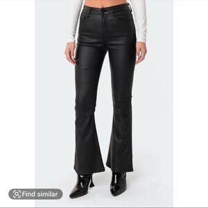 Black Flared Leather Pants